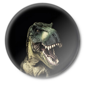 Значок с принтом Динозавр T-Rex в Петрозаводске,  металл | круглая форма, металлическая застежка в виде булавки | Тематика изображения на принте: dino | dinosauria | t rex | ti rex | дино | динозавр | парк юрского | т рекс | ти рекс | чудовище | юрский период | ящер | ящерица