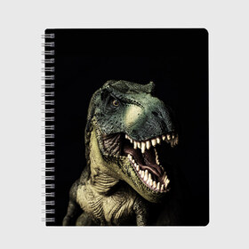 Тетрадь с принтом Динозавр T-Rex в Петрозаводске, 100% бумага | 48 листов, плотность листов — 60 г/м2, плотность картонной обложки — 250 г/м2. Листы скреплены сбоку удобной пружинной спиралью. Уголки страниц и обложки скругленные. Цвет линий — светло-серый
 | Тематика изображения на принте: dino | dinosauria | t rex | ti rex | дино | динозавр | парк юрского | т рекс | ти рекс | чудовище | юрский период | ящер | ящерица