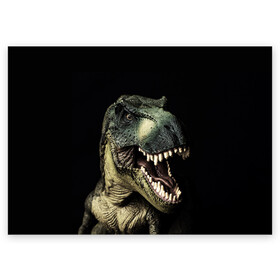 Поздравительная открытка с принтом Динозавр T-Rex в Петрозаводске, 100% бумага | плотность бумаги 280 г/м2, матовая, на обратной стороне линовка и место для марки
 | dino | dinosauria | t rex | ti rex | дино | динозавр | парк юрского | т рекс | ти рекс | чудовище | юрский период | ящер | ящерица