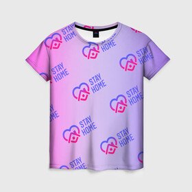 Женская футболка 3D с принтом Оставайтесь дома в Петрозаводске, 100% полиэфир ( синтетическое хлопкоподобное полотно) | прямой крой, круглый вырез горловины, длина до линии бедер | corona | coronavirus | covid | covid 19 | virus | вирус | дома | карантин | китай | корона | коронавирус | подарок | самоизоляция