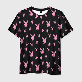 Мужская футболка 3D с принтом Playboy в Петрозаводске, 100% полиэфир | прямой крой, круглый вырез горловины, длина до линии бедер | bunny | erotic | hefner | hugh | magazine | playboy | журнал | зайка | кролик | плейбой | хефнер | ххх | хью