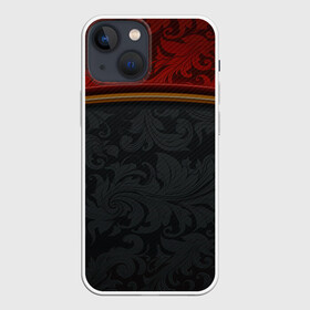 Чехол для iPhone 13 mini с принтом Кружева на карбоне | Lace Carbone в Петрозаводске,  |  | abstract | carbon | colors | lines | paints | pattern | stripes | texture | абстракция | карбон | краски | кружева | полосы | узор | узоры