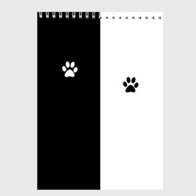 Скетчбук с принтом Кошачьи следы в Петрозаводске, 100% бумага
 | 48 листов, плотность листов — 100 г/м2, плотность картонной обложки — 250 г/м2. Листы скреплены сверху удобной пружинной спиралью | Тематика изображения на принте: black and white | cat | животные | кот | кошачий след | кошка | половина | черно белый | чёрный и белый