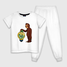 Детская пижама хлопок с принтом Ленивец в Петрозаводске, 100% хлопок |  брюки и футболка прямого кроя, без карманов, на брюках мягкая резинка на поясе и по низу штанин
 | деньги | животные | картинки | ленивец | лень | милый | мультфильм | прикольные