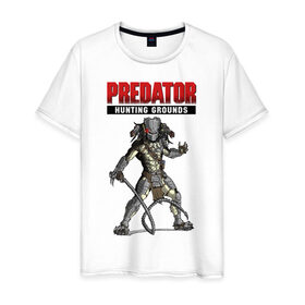 Мужская футболка хлопок с принтом Predator: Hunting Grounds в Петрозаводске, 100% хлопок | прямой крой, круглый вырез горловины, длина до линии бедер, слегка спущенное плечо. | game | gamer | predator: hunting grounds | игра | шутер