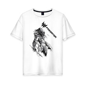 Женская футболка хлопок Oversize с принтом Predator: Hunting Grounds в Петрозаводске, 100% хлопок | свободный крой, круглый ворот, спущенный рукав, длина до линии бедер
 | game | gamer | predator: hunting grounds | игра | шутер