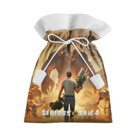 Подарочный 3D мешок с принтом Serious Sam 4 в Петрозаводске, 100% полиэстер | Размер: 29*39 см | croteam | devolver | digital | games | planet | sam | serious | игры | крутой | планета | сэм