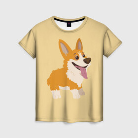 Женская футболка 3D с принтом Корги в Петрозаводске, 100% полиэфир ( синтетическое хлопкоподобное полотно) | прямой крой, круглый вырез горловины, длина до линии бедер | corgi | кинолог | корги | пёс | рыжая | рыжая собака | собака | собакен | собачка | собачница | собачуха | собичник