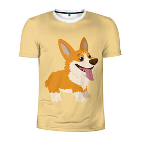 Мужская футболка 3D спортивная с принтом Корги в Петрозаводске, 100% полиэстер с улучшенными характеристиками | приталенный силуэт, круглая горловина, широкие плечи, сужается к линии бедра | corgi | кинолог | корги | пёс | рыжая | рыжая собака | собака | собакен | собачка | собачница | собачуха | собичник