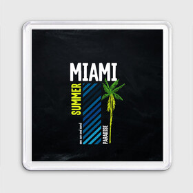 Магнит 55*55 с принтом Summer Miami в Петрозаводске, Пластик | Размер: 65*65 мм; Размер печати: 55*55 мм | paradise | summer | летняя | лето | майами | маями | пальмы | рай