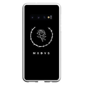 Чехол для Samsung Galaxy S10 с принтом MXDVS в Петрозаводске, Силикон | Область печати: задняя сторона чехла, без боковых панелей | Тематика изображения на принте: +32 | 32 | logo | mxdvs | бренд | бренд mxdvs | бренловые картинки | лого | лого mxdvs | логотип | логотип mxdvs | мхдвс | прикольные картинки | роза | шипы