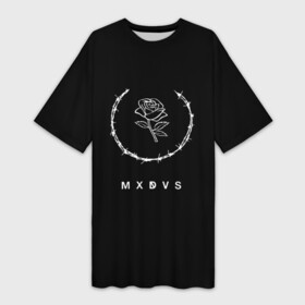 Платье-футболка 3D с принтом MXDVS в Петрозаводске,  |  | +32 | 32 | logo | mxdvs | бренд | бренд mxdvs | бренловые картинки | лого | лого mxdvs | логотип | логотип mxdvs | мхдвс | прикольные картинки | роза | шипы