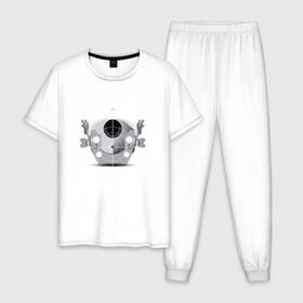 Мужская пижама хлопок с принтом HAL 9000 в Петрозаводске, 100% хлопок | брюки и футболка прямого кроя, без карманов, на брюках мягкая резинка на поясе и по низу штанин
 | discovery one | eva pod | frank poole | hal 9000 | heywood floyd | space odyssey | stanley kubrick | vdgerir