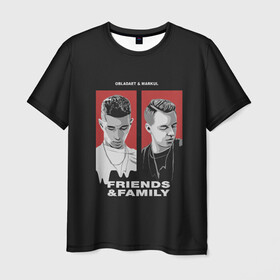 Мужская футболка 3D с принтом Obladaet & Markul в Петрозаводске, 100% полиэфир | прямой крой, круглый вырез горловины, длина до линии бедер | friends  family | markul | obla | obladaet | маркул | обла | обладает