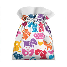Подарочный 3D мешок с принтом Звери, детская в Петрозаводске, 100% полиэстер | Размер: 29*39 см | бабочки | детские | звери | сердечко | собака | цветы | черепаха | яркие