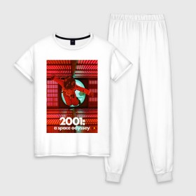 Женская пижама хлопок с принтом HAL shutdown в Петрозаводске, 100% хлопок | брюки и футболка прямого кроя, без карманов, на брюках мягкая резинка на поясе и по низу штанин | 