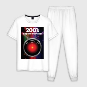 Мужская пижама хлопок с принтом HAL 9000 в Петрозаводске, 100% хлопок | брюки и футболка прямого кроя, без карманов, на брюках мягкая резинка на поясе и по низу штанин
 | 