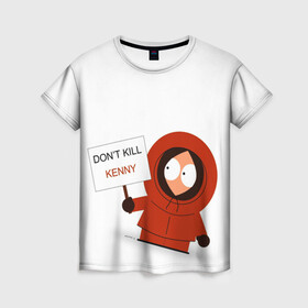 Женская футболка 3D с принтом Kenny McCormick в Петрозаводске, 100% полиэфир ( синтетическое хлопкоподобное полотно) | прямой крой, круглый вырез горловины, длина до линии бедер | south park | южный парк