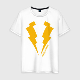 Мужская футболка хлопок с принтом Black Lightning в Петрозаводске, 100% хлопок | прямой крой, круглый вырез горловины, длина до линии бедер, слегка спущенное плечо. | black lightning | vdzabma | черная молния