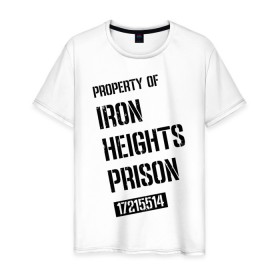 Мужская футболка хлопок с принтом Iron Heights Prison в Петрозаводске, 100% хлопок | прямой крой, круглый вырез горловины, длина до линии бедер, слегка спущенное плечо. | arrow | vdzabma | стрела