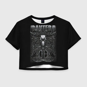 Женская футболка Crop-top 3D с принтом Pantera. в Петрозаводске, 100% полиэстер | круглая горловина, длина футболки до линии талии, рукава с отворотами | pantera | американская метал группа | грув метал | группа | музыка | пантера | рок | рок группа