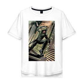 Мужская футболка хлопок Oversize с принтом Green Arrow в Петрозаводске, 100% хлопок | свободный крой, круглый ворот, “спинка” длиннее передней части | arrow | oliver queen | vdzabma | оливер куинн | стрела