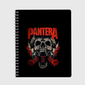Тетрадь с принтом Pantera в Петрозаводске, 100% бумага | 48 листов, плотность листов — 60 г/м2, плотность картонной обложки — 250 г/м2. Листы скреплены сбоку удобной пружинной спиралью. Уголки страниц и обложки скругленные. Цвет линий — светло-серый
 | pantera | американская метал группа | грув метал | группа | музыка | пантера | рок | рок группа