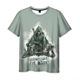 Мужская футболка 3D с принтом Green Arrow в Петрозаводске, 100% полиэфир | прямой крой, круглый вырез горловины, длина до линии бедер | arrow | oliver queen | vdzabma | оливер куинн | стрела