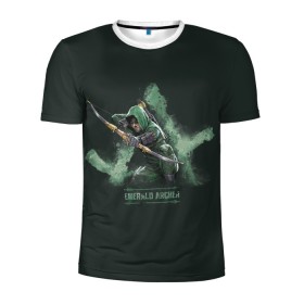 Мужская футболка 3D спортивная с принтом Emerald Archer в Петрозаводске, 100% полиэстер с улучшенными характеристиками | приталенный силуэт, круглая горловина, широкие плечи, сужается к линии бедра | arrow | oliver queen | vdzabma | оливер куинн | стрела