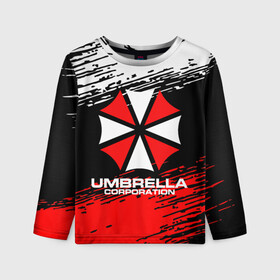 Детский лонгслив 3D с принтом Umbrella Corporation. в Петрозаводске, 100% полиэстер | длинные рукава, круглый вырез горловины, полуприлегающий силуэт
 | resident evil | umbrella corporation | амбрелла | амбрелла корпорейшн | вирус | вымышленная военная и фармацевтическая корпорация | игра | умбрелла