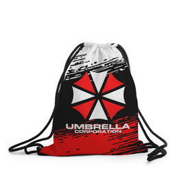 Рюкзак-мешок 3D с принтом Umbrella Corporation. в Петрозаводске, 100% полиэстер | плотность ткани — 200 г/м2, размер — 35 х 45 см; лямки — толстые шнурки, застежка на шнуровке, без карманов и подкладки | resident evil | umbrella corporation | амбрелла | амбрелла корпорейшн | вирус | вымышленная военная и фармацевтическая корпорация | игра | умбрелла