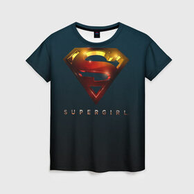 Женская футболка 3D с принтом Supergirl Logo в Петрозаводске, 100% полиэфир ( синтетическое хлопкоподобное полотно) | прямой крой, круглый вырез горловины, длина до линии бедер | supergirl | vdzabma | супергерл
