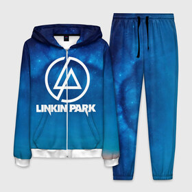Мужской костюм 3D с принтом Linkin Park в Петрозаводске, 100% полиэстер | Манжеты и пояс оформлены тканевой резинкой, двухслойный капюшон со шнурком для регулировки, карманы спереди | chester bennington | linkin park | rock | space | группа | космос | линкин парк | логотип | музыка | рок | рок н ролл | честер беннингтон | эмблема