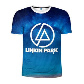 Мужская футболка 3D спортивная с принтом Linkin Park в Петрозаводске, 100% полиэстер с улучшенными характеристиками | приталенный силуэт, круглая горловина, широкие плечи, сужается к линии бедра | chester bennington | linkin park | rock | space | группа | космос | линкин парк | логотип | музыка | рок | рок н ролл | честер беннингтон | эмблема