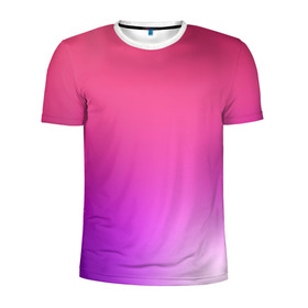Мужская футболка 3D спортивная с принтом Нежный цвет в Петрозаводске, 100% полиэстер с улучшенными характеристиками | приталенный силуэт, круглая горловина, широкие плечи, сужается к линии бедра | красный | нежный цвет | плавный переход | фиолетовый
