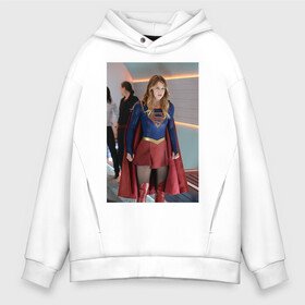 Мужское худи Oversize хлопок с принтом Supergirl в Петрозаводске, френч-терри — 70% хлопок, 30% полиэстер. Мягкий теплый начес внутри —100% хлопок | боковые карманы, эластичные манжеты и нижняя кромка, капюшон на магнитной кнопке | kara danvers | supergirl | vdzabma | кара дэнверс | супергерл