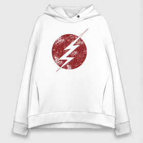 Женское худи Oversize хлопок с принтом The Flash logo в Петрозаводске, френч-терри — 70% хлопок, 30% полиэстер. Мягкий теплый начес внутри —100% хлопок | боковые карманы, эластичные манжеты и нижняя кромка, капюшон на магнитной кнопке | the flash | vdzabma | флэш