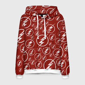 Мужская толстовка 3D с принтом The Flash Logo Pattern в Петрозаводске, 100% полиэстер | двухслойный капюшон со шнурком для регулировки, мягкие манжеты на рукавах и по низу толстовки, спереди карман-кенгуру с мягким внутренним слоем. | Тематика изображения на принте: the flash | vdzabma | флэш