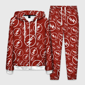Мужской костюм 3D с принтом The Flash Logo Pattern в Петрозаводске, 100% полиэстер | Манжеты и пояс оформлены тканевой резинкой, двухслойный капюшон со шнурком для регулировки, карманы спереди | the flash | vdzabma | флэш