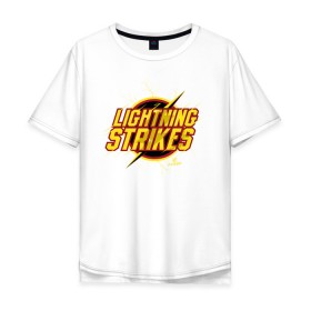 Мужская футболка хлопок Oversize с принтом Lightning Strikes в Петрозаводске, 100% хлопок | свободный крой, круглый ворот, “спинка” длиннее передней части | the flash | vdzabma | флэш