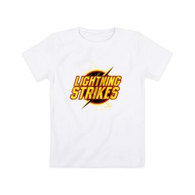 Детская футболка хлопок с принтом Lightning Strikes в Петрозаводске, 100% хлопок | круглый вырез горловины, полуприлегающий силуэт, длина до линии бедер | Тематика изображения на принте: the flash | vdzabma | флэш