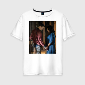 Женская футболка хлопок Oversize с принтом Barry & Iris в Петрозаводске, 100% хлопок | свободный крой, круглый ворот, спущенный рукав, длина до линии бедер
 | barry allen | iris west | the flash | vdzabma | westallen | айрис уэст | барри аллен | флэш