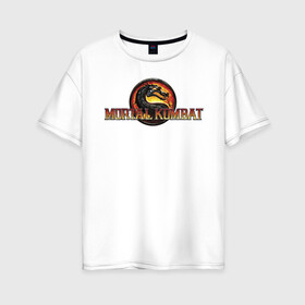 Женская футболка хлопок Oversize с принтом Mortal Kombat в Петрозаводске, 100% хлопок | свободный крой, круглый ворот, спущенный рукав, длина до линии бедер
 | logo | mortal kombat | vdkarsve | логотип | мк 9 | мортал комбат
