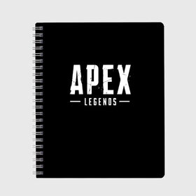 Тетрадь с принтом APEX LEGENDS в Петрозаводске, 100% бумага | 48 листов, плотность листов — 60 г/м2, плотность картонной обложки — 250 г/м2. Листы скреплены сбоку удобной пружинной спиралью. Уголки страниц и обложки скругленные. Цвет линий — светло-серый
 | apex | apex legends | battle | battle royal | bloodhound | titanfall | wraith | апекс | апекс легендс | батл рояль | битва | война | каустик | королевская битва
