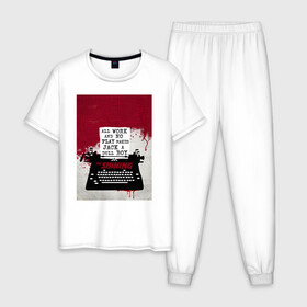 Мужская пижама хлопок с принтом The Shining Typewriter в Петрозаводске, 100% хлопок | брюки и футболка прямого кроя, без карманов, на брюках мягкая резинка на поясе и по низу штанин
 | Тематика изображения на принте: the shining | vdosadir | сияние | стэнли кубрик