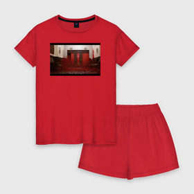 Женская пижама с шортиками хлопок с принтом The Shining Frame в Петрозаводске, 100% хлопок | футболка прямого кроя, шорты свободные с широкой мягкой резинкой | the shining | vdosadir | сияние | стэнли кубрик