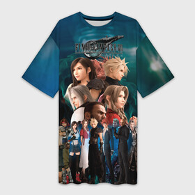 Платье-футболка 3D с принтом Final Fantasy VII Remake в Петрозаводске,  |  | баррет уоллес | мидгар. шинра. лавина. клауд страйф | солдат | тифа