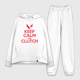 Женский костюм хлопок Oversize с принтом KEEP CALM CLUTCH в Петрозаводске,  |  | breach | cs go | cypher | jett | league of legends | legends of runeterra | lol | omen | overwatch | phoenix | riot | riot games | sage | sona | sova | valorant | viper | валорант | кс го | лига легенд | лол