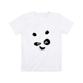 Детская футболка хлопок с принтом кунг фу панда морда в Петрозаводске, 100% хлопок | круглый вырез горловины, полуприлегающий силуэт, длина до линии бедер | 