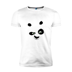 Мужская футболка премиум с принтом кунг фу панда морда в Петрозаводске, 92% хлопок, 8% лайкра | приталенный силуэт, круглый вырез ворота, длина до линии бедра, короткий рукав | 